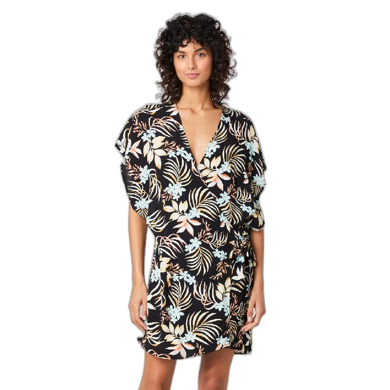 KIMONO VESTIDO RIP CURL PARA MUJER SUN DANCE KIMONO REF01WSH BLACK NEGRO CON FLORES