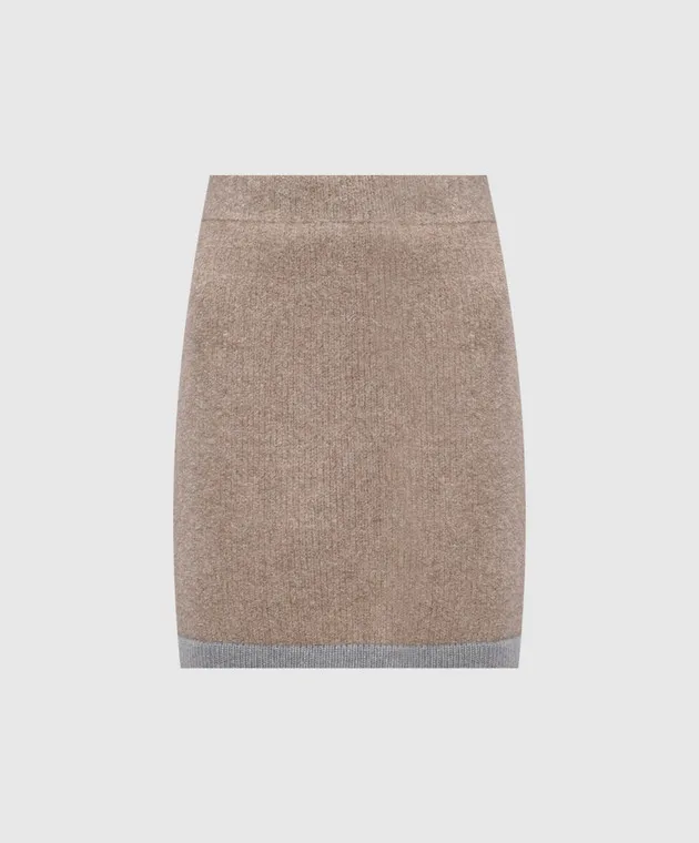 LISA YANG Li beige melange skirt with cashmere