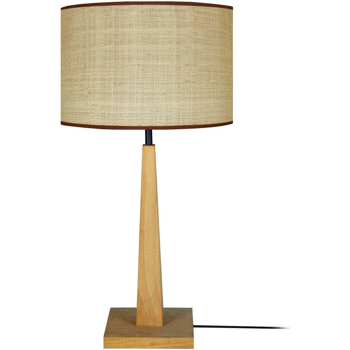 Lámpara de Mesa redondo madera natural y amarillo
