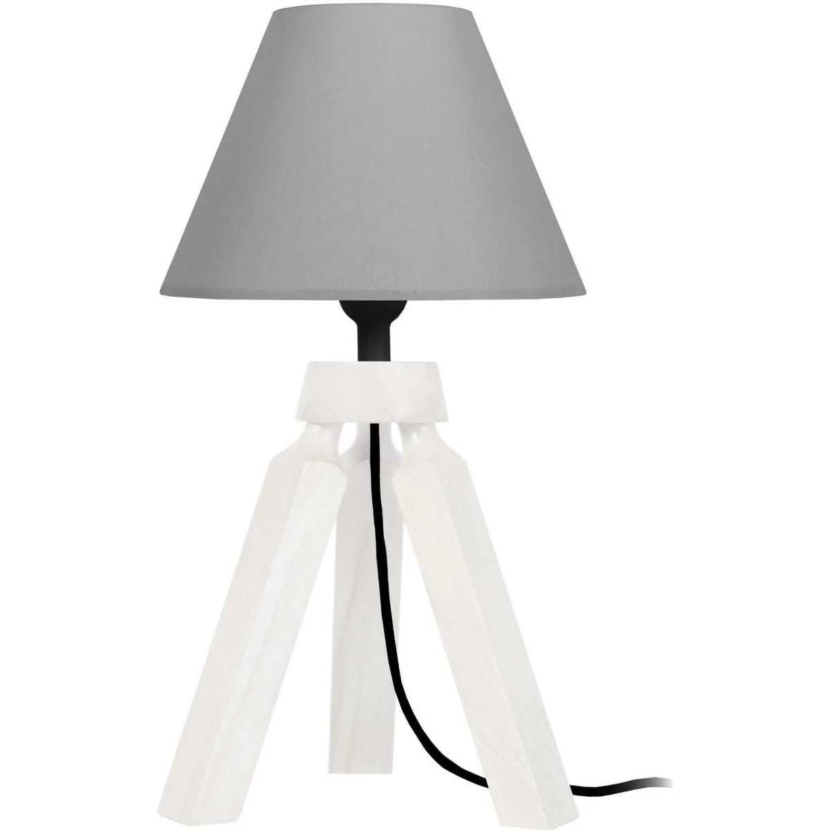 lámpara de noche redondo madera blanco y gris