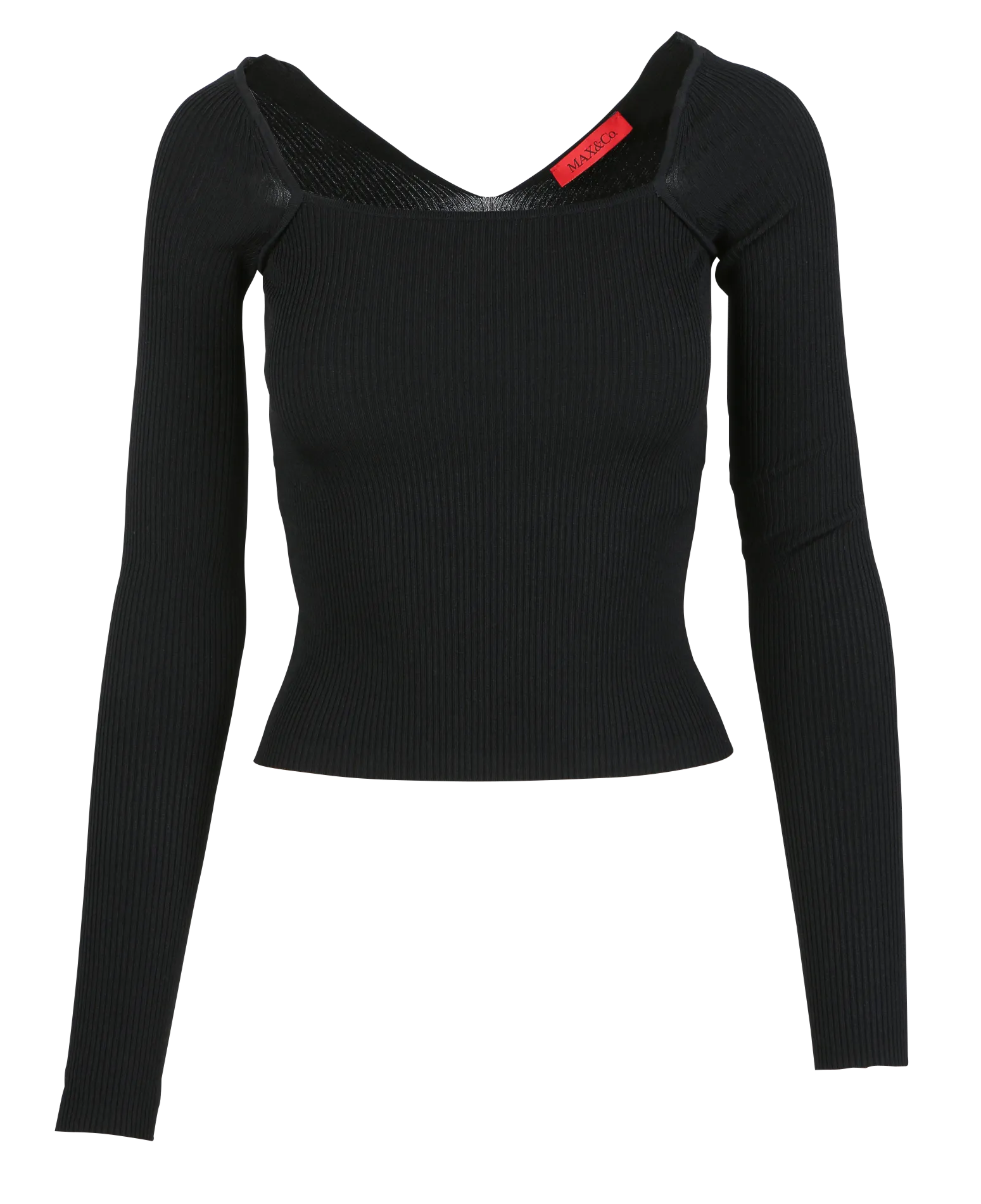 MAX&CO. TOLONE  TOP CON CUELLO ACANALADO GRANDE EN NEGRO