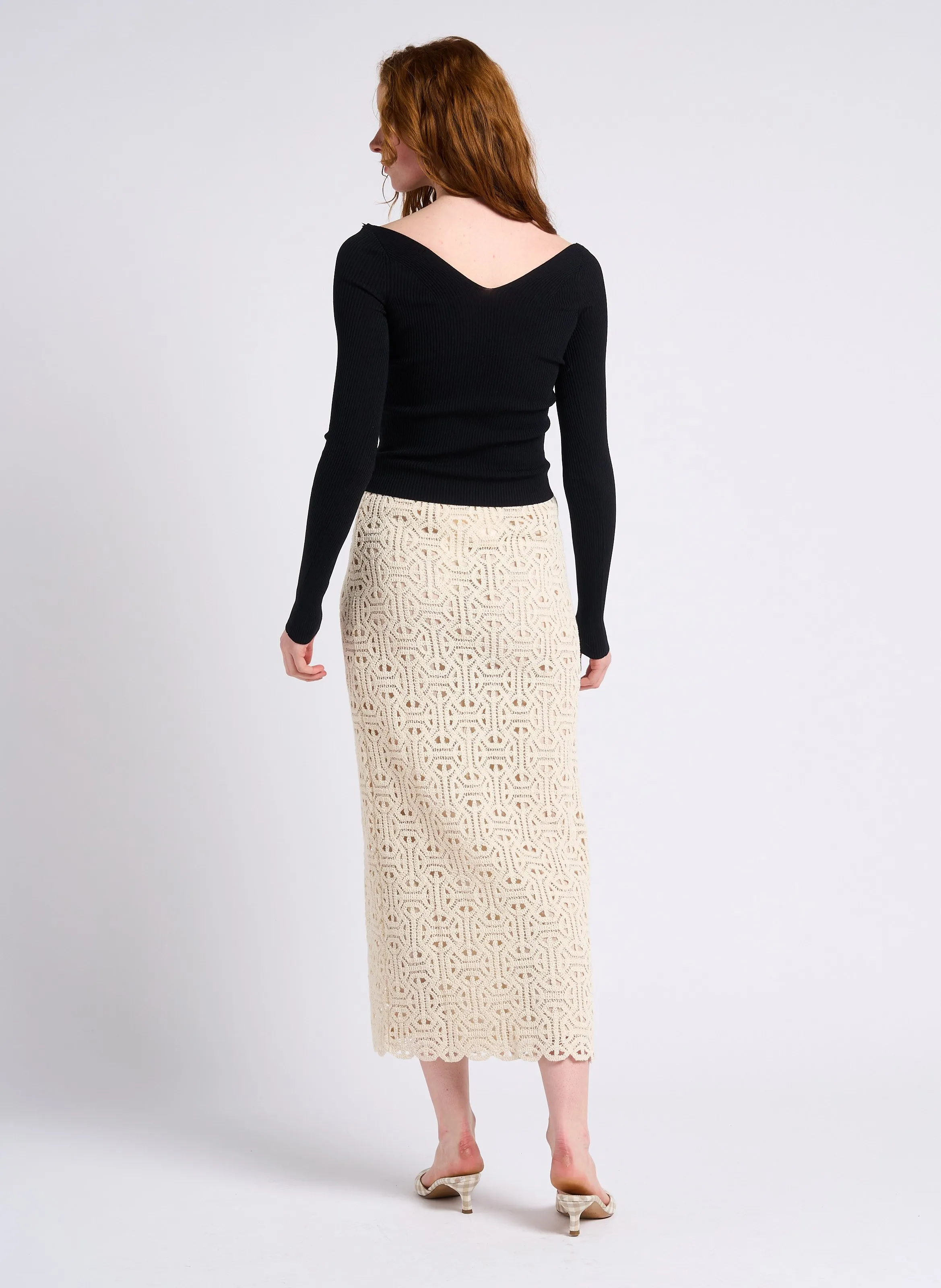 MAX&CO. TOLONE  TOP CON CUELLO ACANALADO GRANDE EN NEGRO
