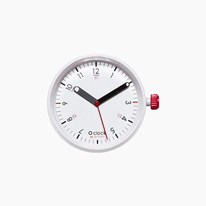 Mecanismo seconds rojo sobre blanco O clock