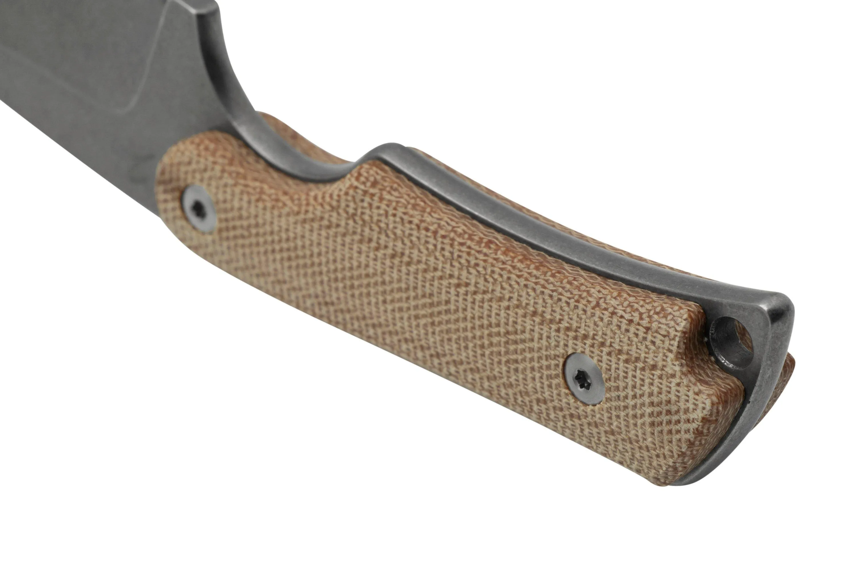 Mercury Kali N690 Stonewashed Sheepsfoot, Natural Canvas Micarta, cuchillo fijo