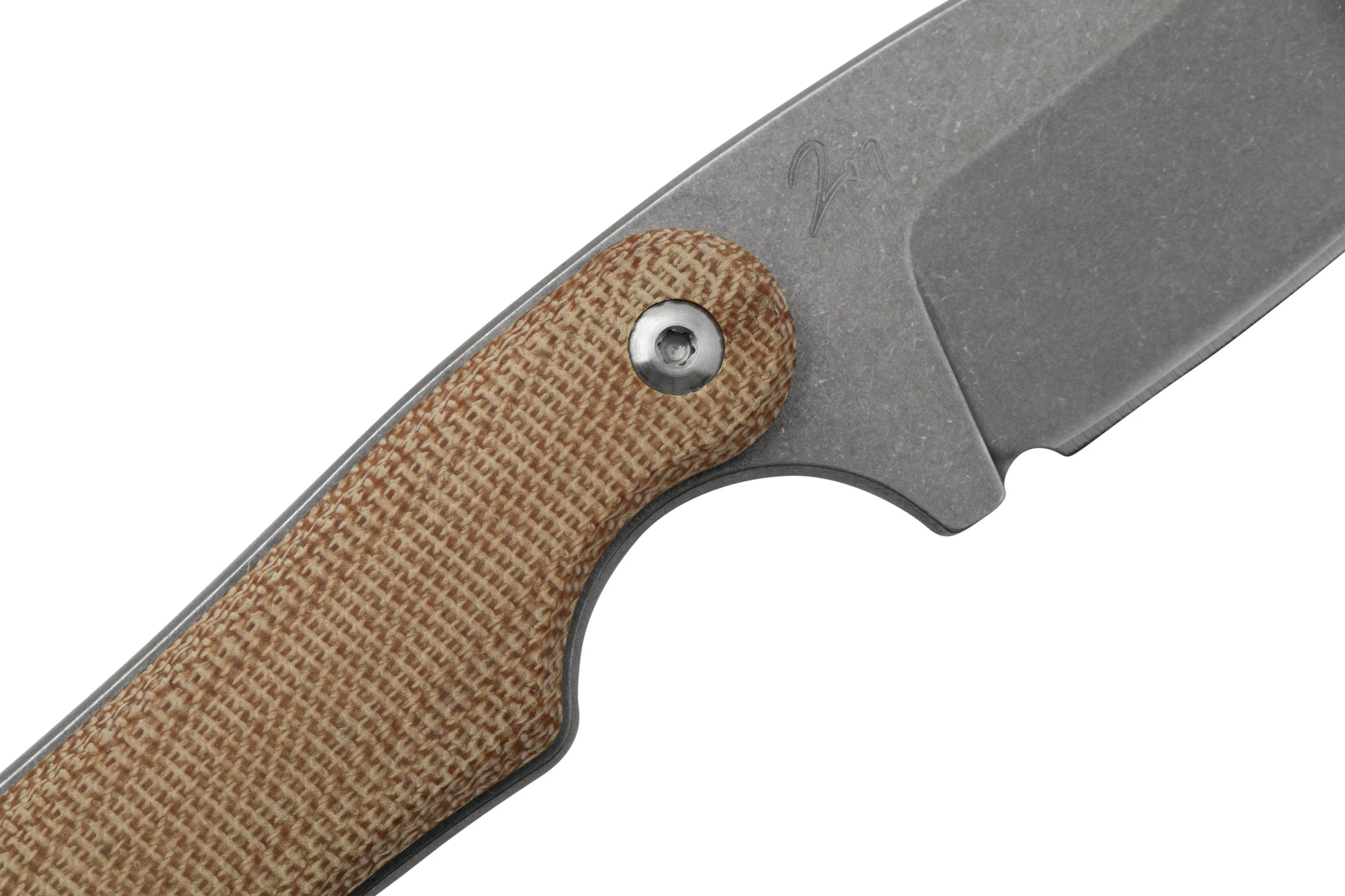 Mercury Kali N690 Stonewashed Sheepsfoot, Natural Canvas Micarta, cuchillo fijo