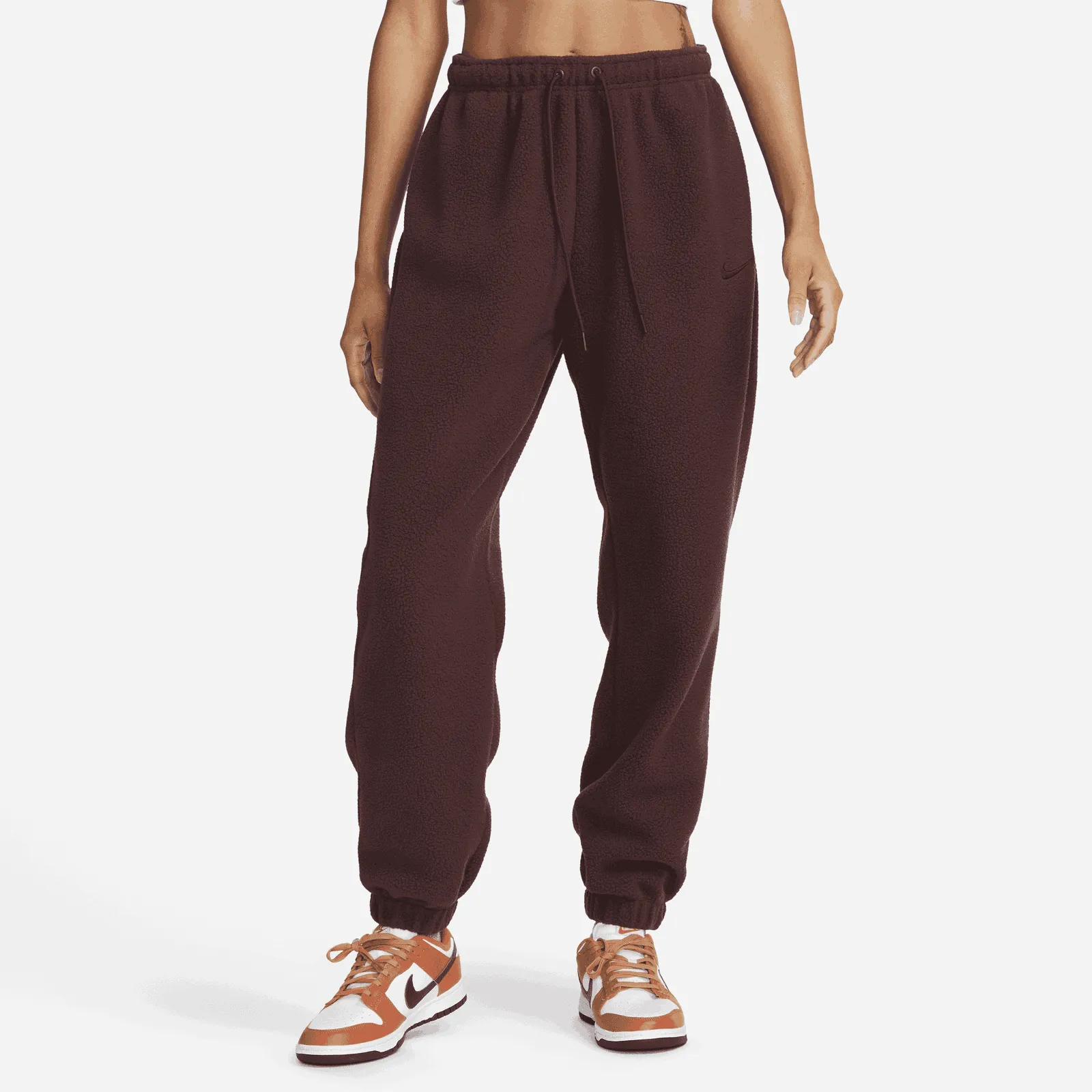 NIKE DáMSKé BěžECKé KALHOTY SPORTSWEAR PLUSH  ČERVENá
