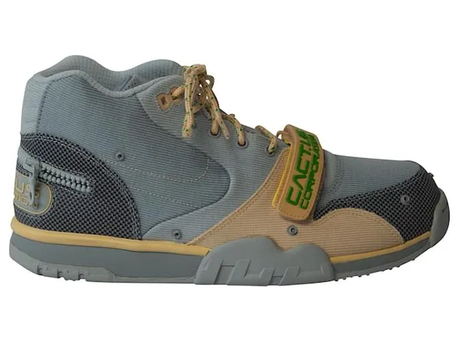Nike x CACT.Entrenador de aire US CORP 1 Zapatillas altas SP de lona gris neblina y amarilla Impresión de pitón 