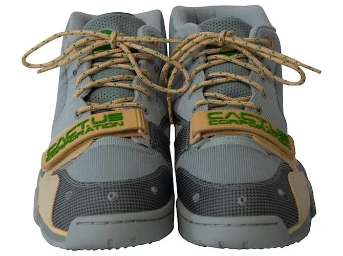 Nike x CACT.Entrenador de aire US CORP 1 Zapatillas altas SP de lona gris neblina y amarilla Impresión de pitón 