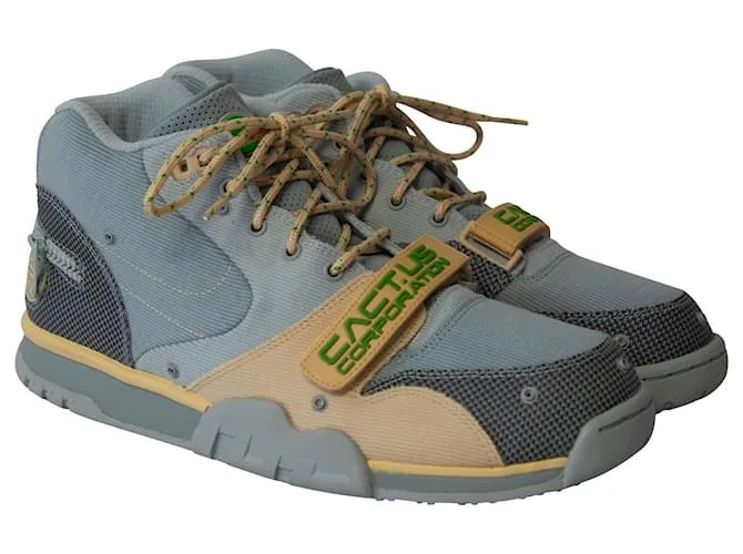 Nike x CACT.Entrenador de aire US CORP 1 Zapatillas altas SP de lona gris neblina y amarilla Impresión de pitón 
