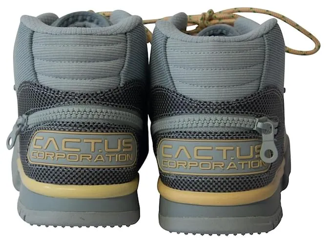 Nike x CACT.Entrenador de aire US CORP 1 Zapatillas altas SP de lona gris neblina y amarilla Impresión de pitón 