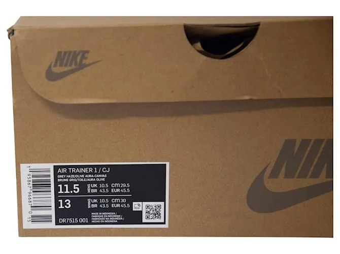 Nike x CACT.Entrenador de aire US CORP 1 Zapatillas altas SP de lona gris neblina y amarilla Impresión de pitón 