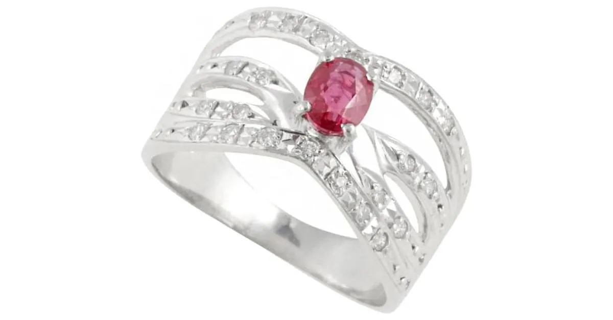 OTRAS JOYAS & OTHER STORIES PLATINO PT SIN MARCA900 ANILLO CON 0.57CT RUBY Y 0.15CT DIAMOND (TAMAñO 12) PARA MUJERES  PRELO