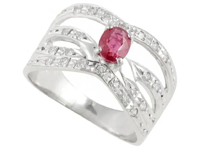 OTRAS JOYAS & OTHER STORIES PLATINO PT SIN MARCA900 ANILLO CON 0.57CT RUBY Y 0.15CT DIAMOND (TAMAñO 12) PARA MUJERES  PRELO