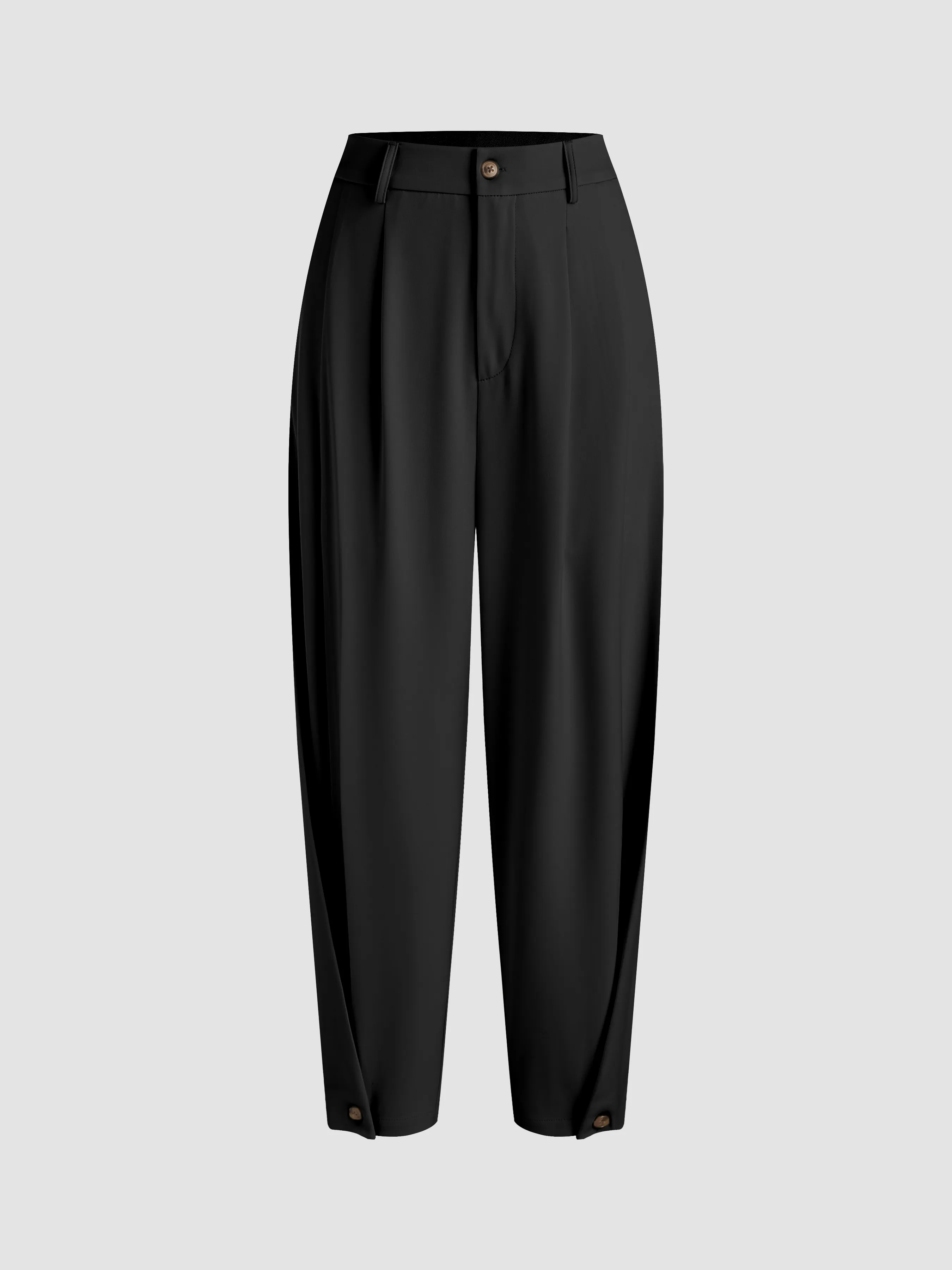  Pantalones cónicos sólidos de cintura media con botón