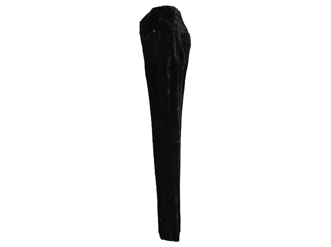 Pantalones slim de cupro negro efecto terciopelo Saint Laurent 