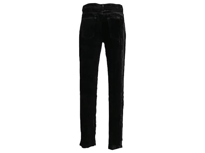 Pantalones slim de cupro negro efecto terciopelo Saint Laurent 