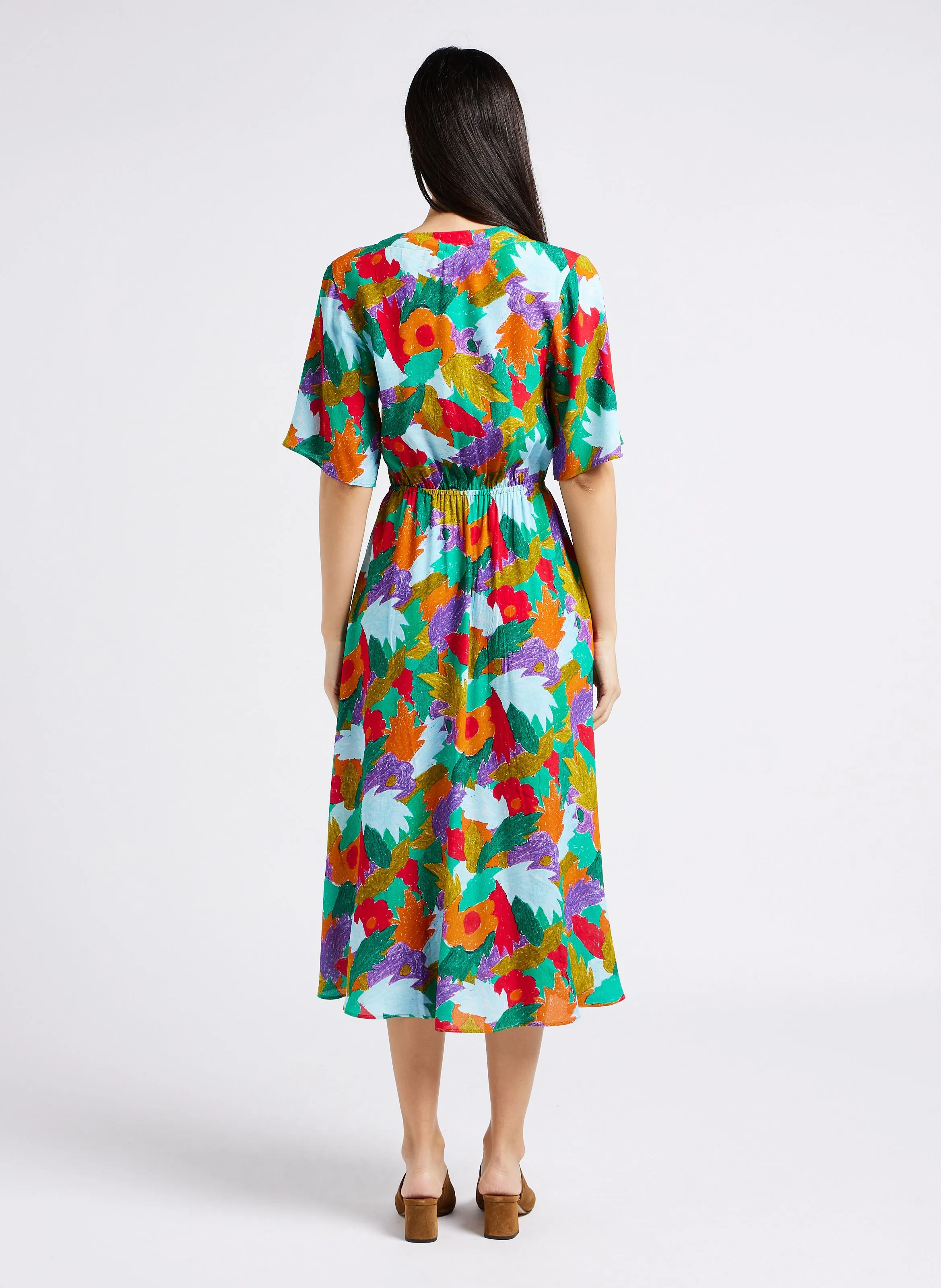 PATIENCE  VESTIDO MIDI FLUIDO EN MULTICOLOR