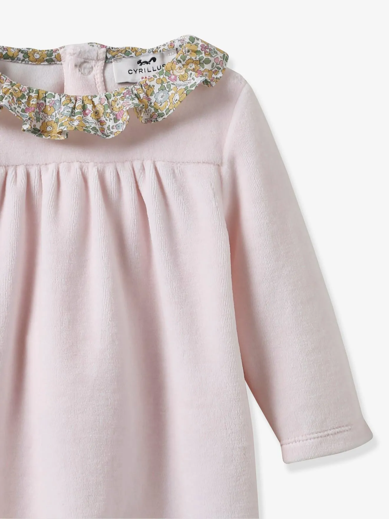Pelele de terciopelo + doudou de tejido Liberty para bebé CYRILLUS