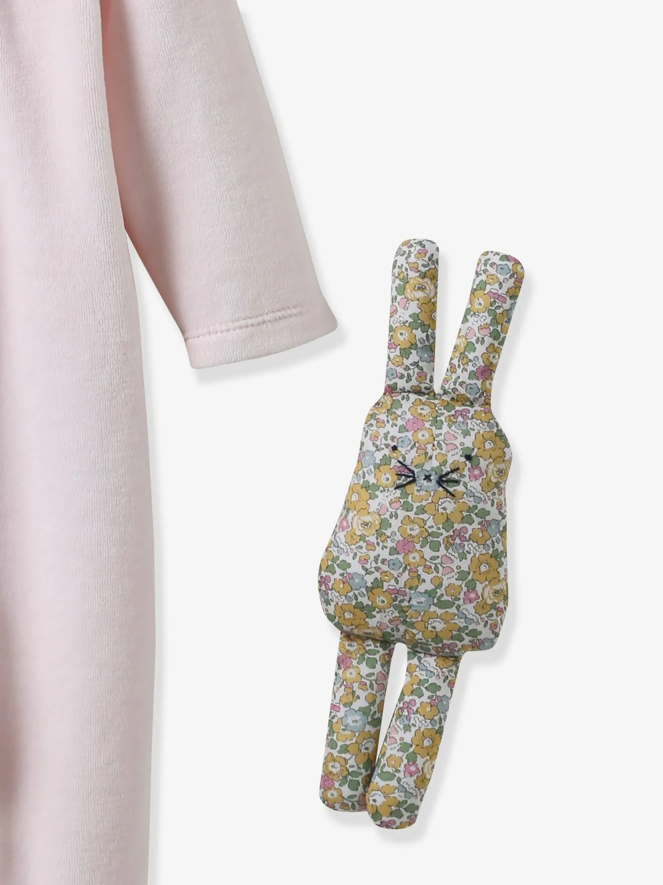 Pelele de terciopelo + doudou de tejido Liberty para bebé CYRILLUS