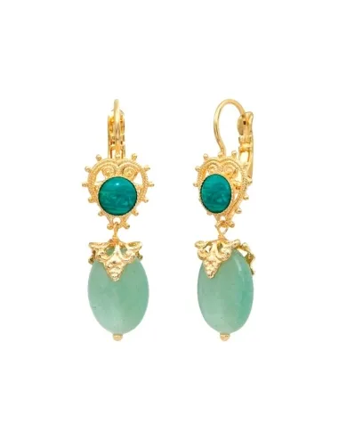 Pendientes aventurina y cabujón verde