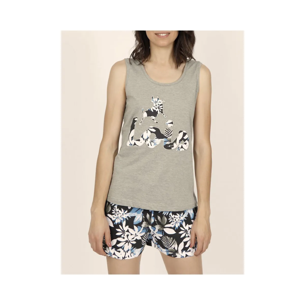 Pijama corto con camiseta de tirantes Lois Jungle khaki