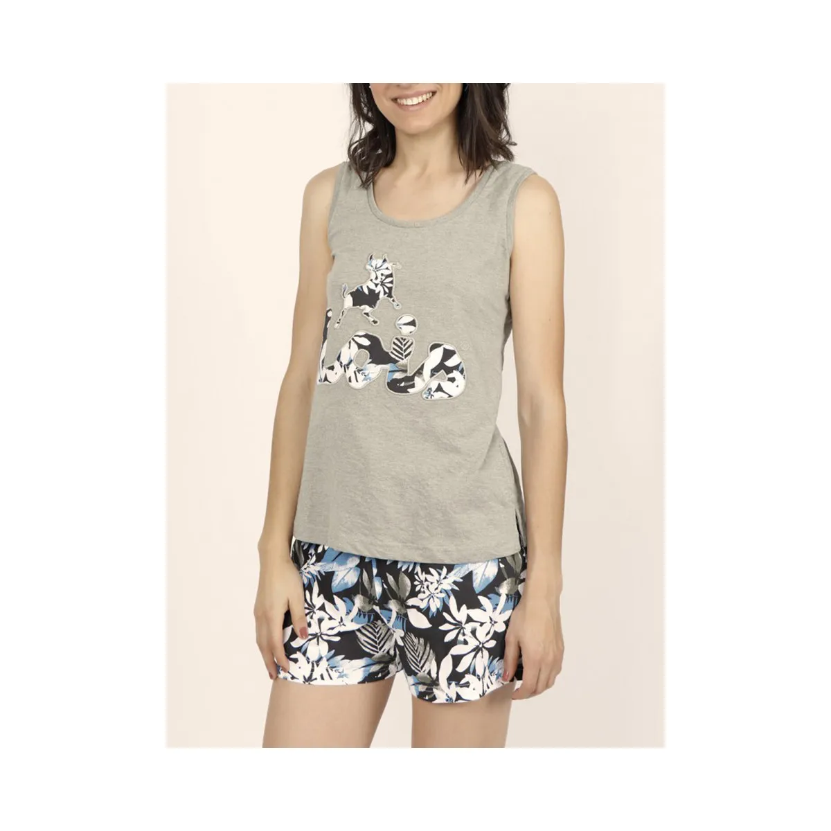Pijama corto con camiseta de tirantes Lois Jungle khaki