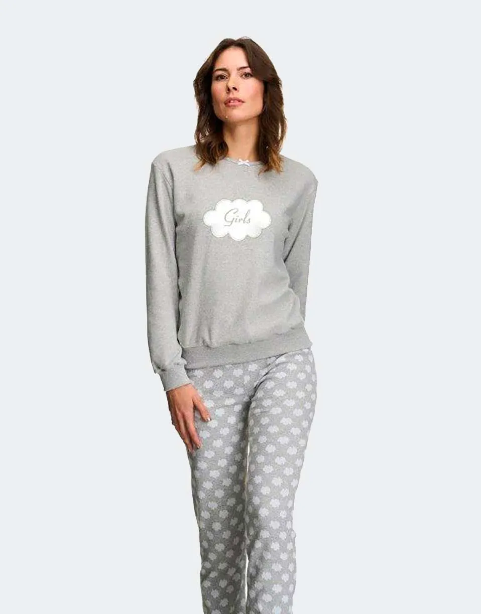Pijama mujer punto felpa grueso con nubes