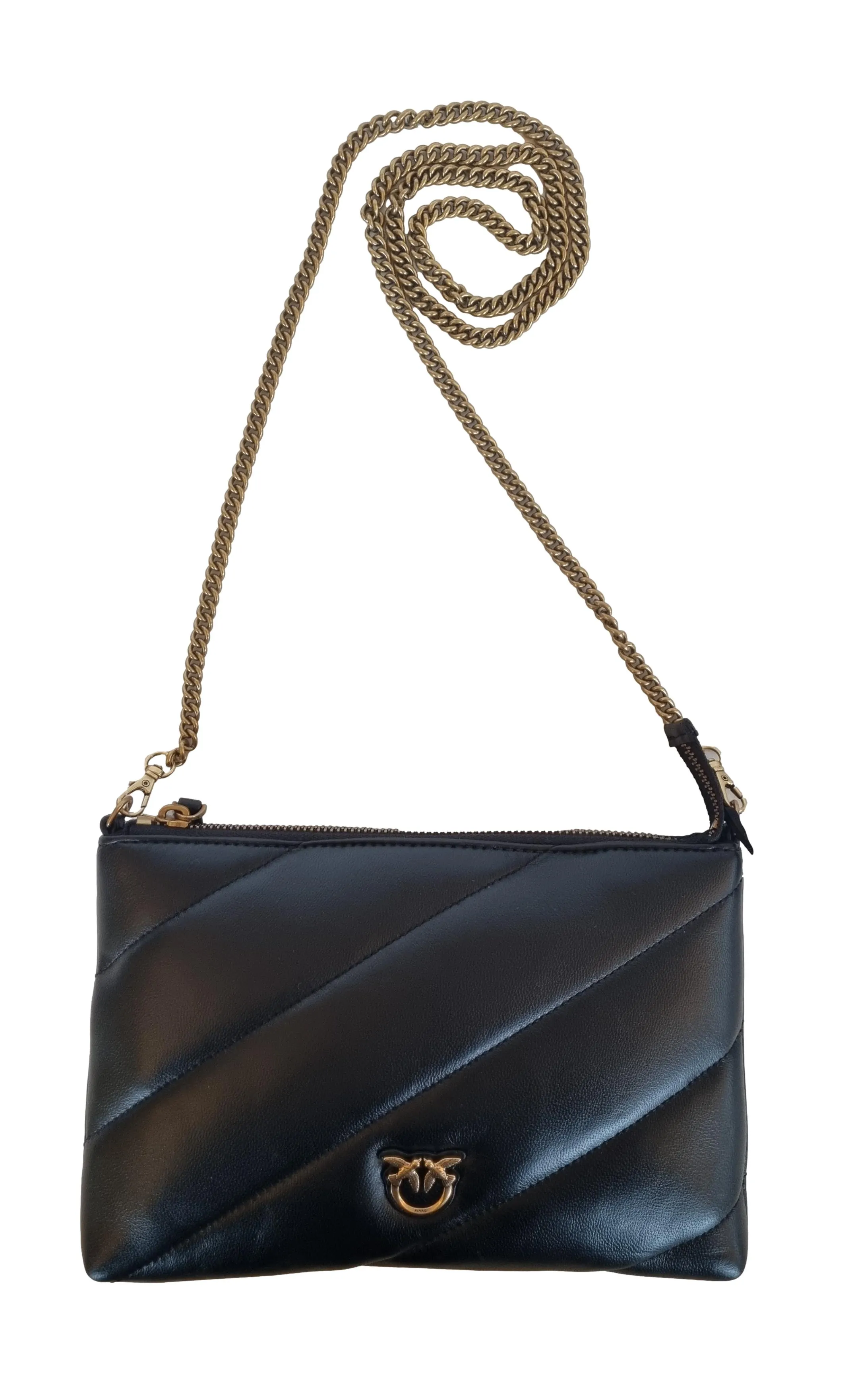 PINKO bolso de hombro maxi acolchado clásico plano 1P22Y9 A03J Z99Q cuero negro