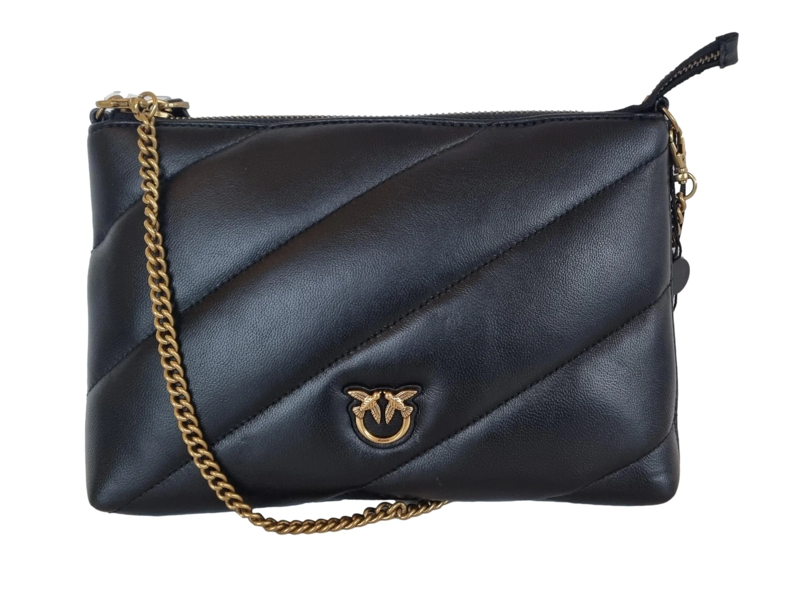 PINKO bolso de hombro maxi acolchado clásico plano 1P22Y9 A03J Z99Q cuero negro