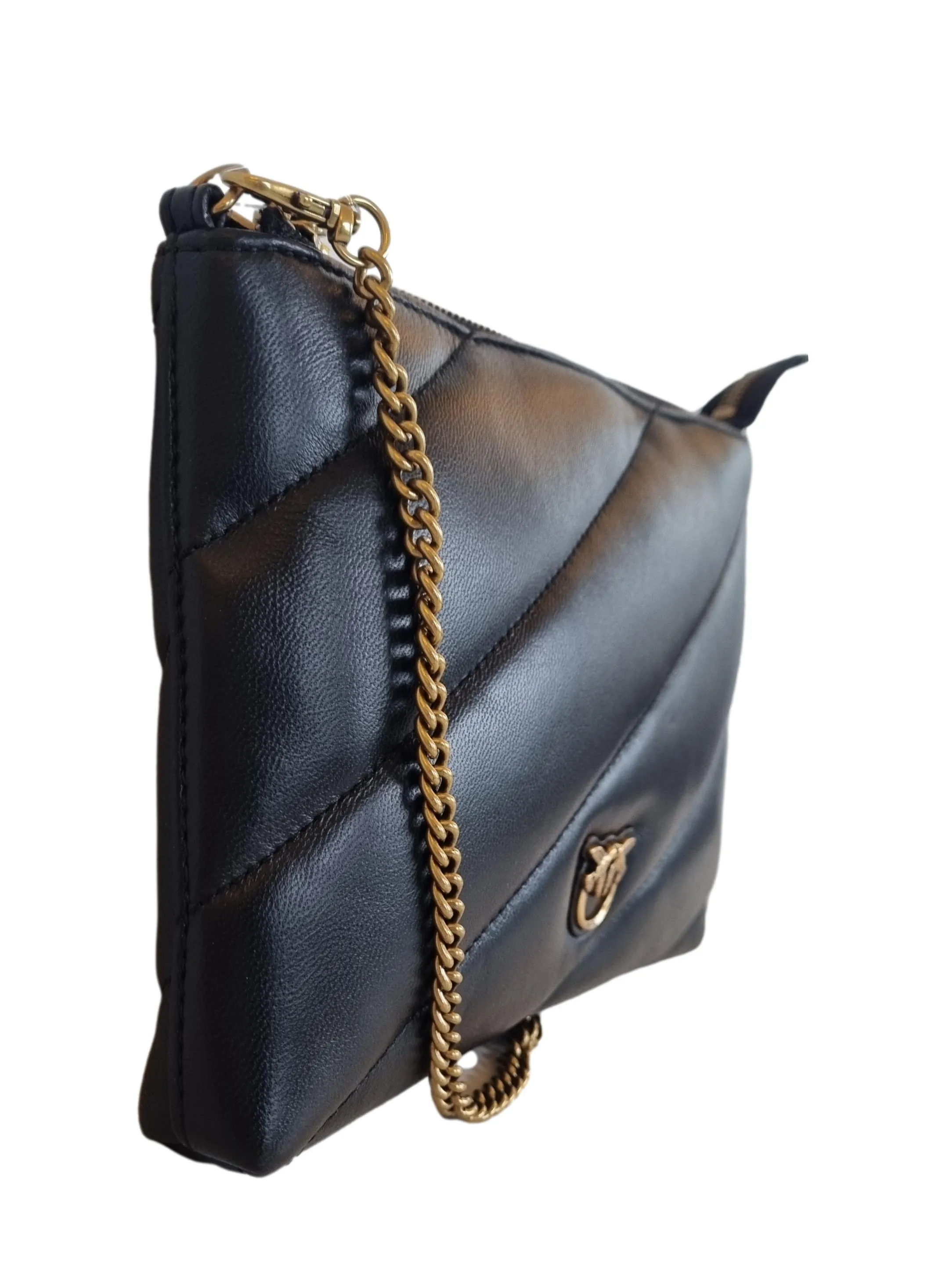 PINKO bolso de hombro maxi acolchado clásico plano 1P22Y9 A03J Z99Q cuero negro