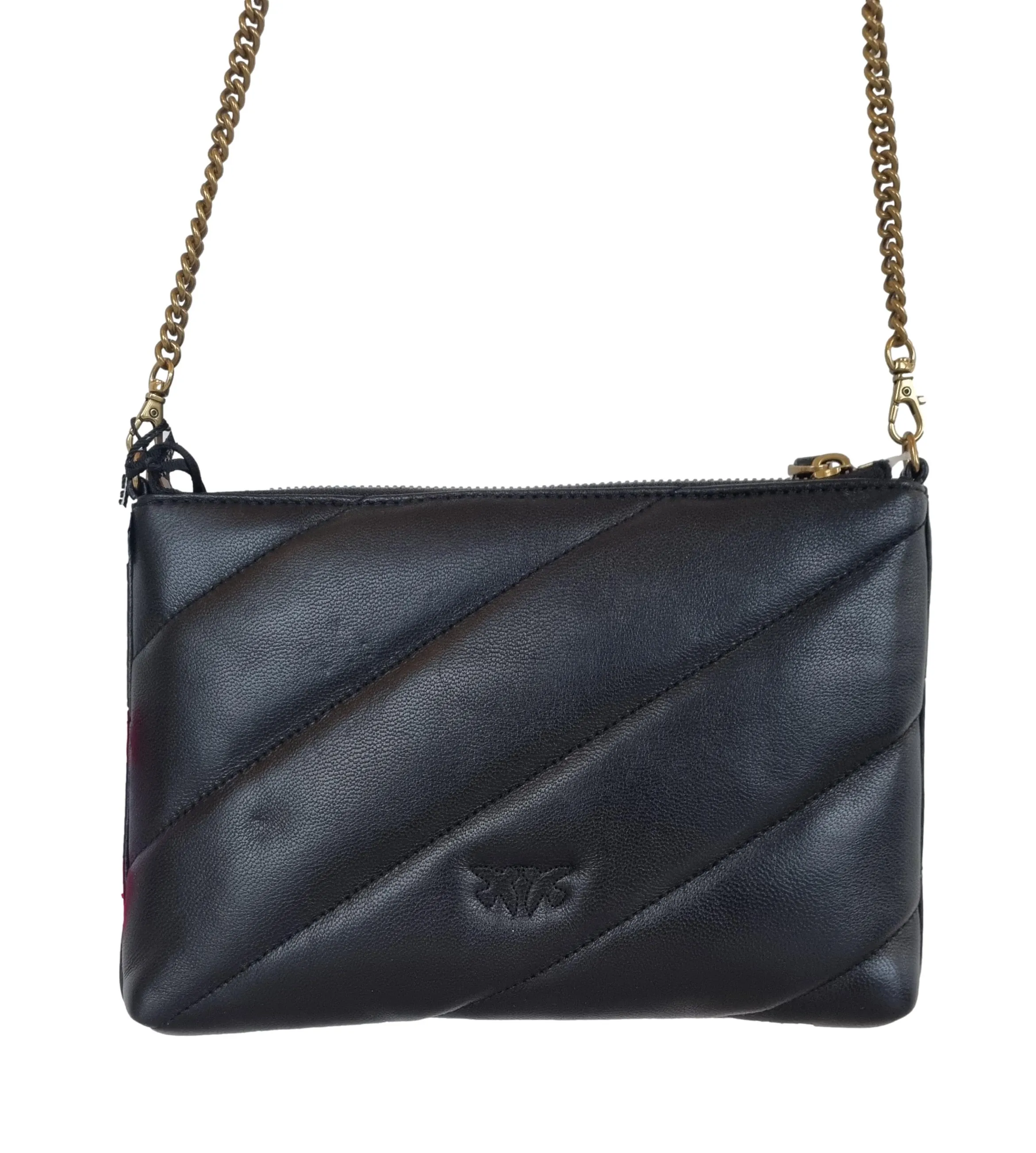 PINKO bolso de hombro maxi acolchado clásico plano 1P22Y9 A03J Z99Q cuero negro