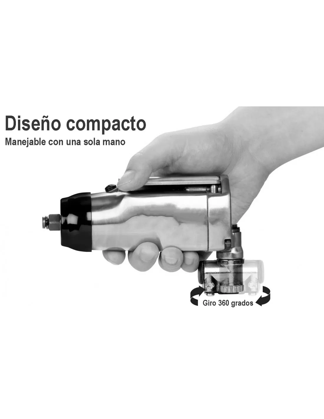 Pistola De Impacto Tipo Mariposa 3/8" Compacta, 9000 RPM