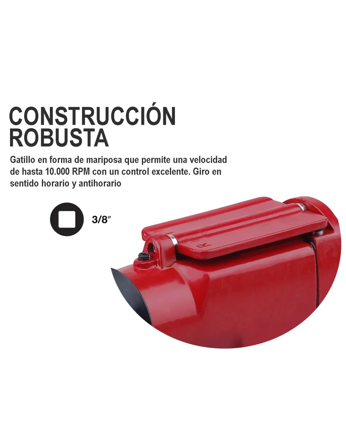 Pistola De Impacto Tipo Mariposa 3/8" Compacta, 9000 RPM