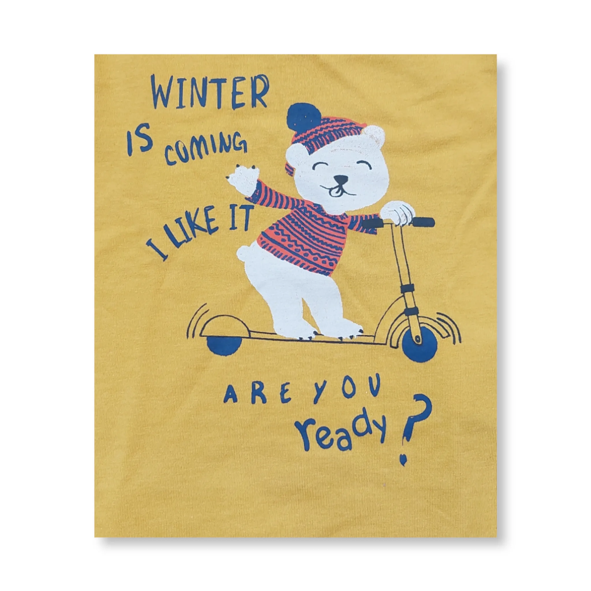 Playera amarilla oso  “WINTER IS COMING I LIKE IT ARE YOU READY” bebé niño losan