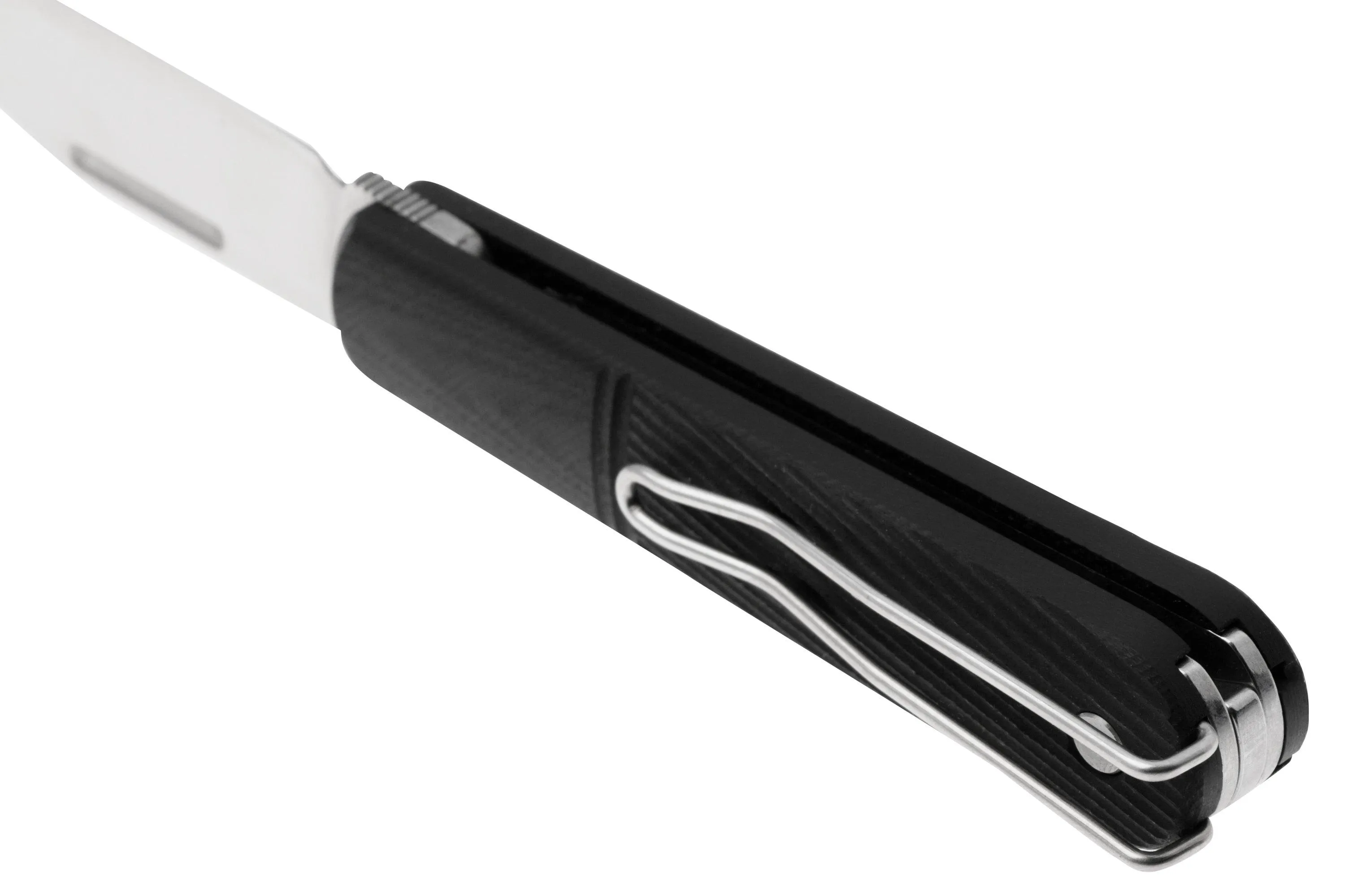 Real Steel Barlow RB5, 8022B Clippoint N690, Black G10, navaja slipjoint