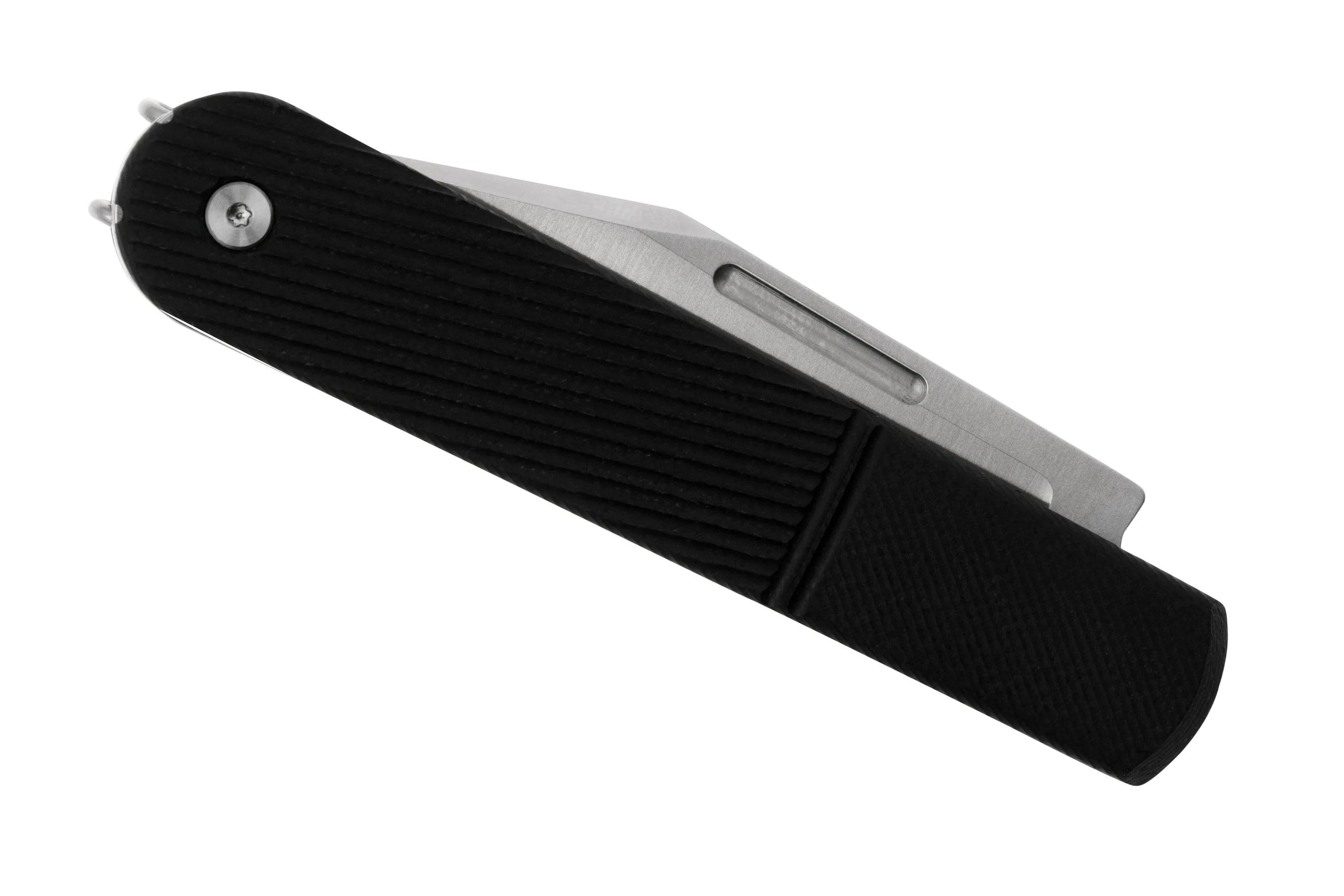 Real Steel Barlow RB5, 8022B Clippoint N690, Black G10, navaja slipjoint