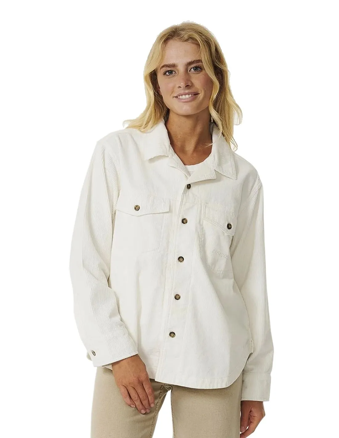 RIP CURL STEVIE CORD  CREMA  CAMISA DE MANGA LARGA
