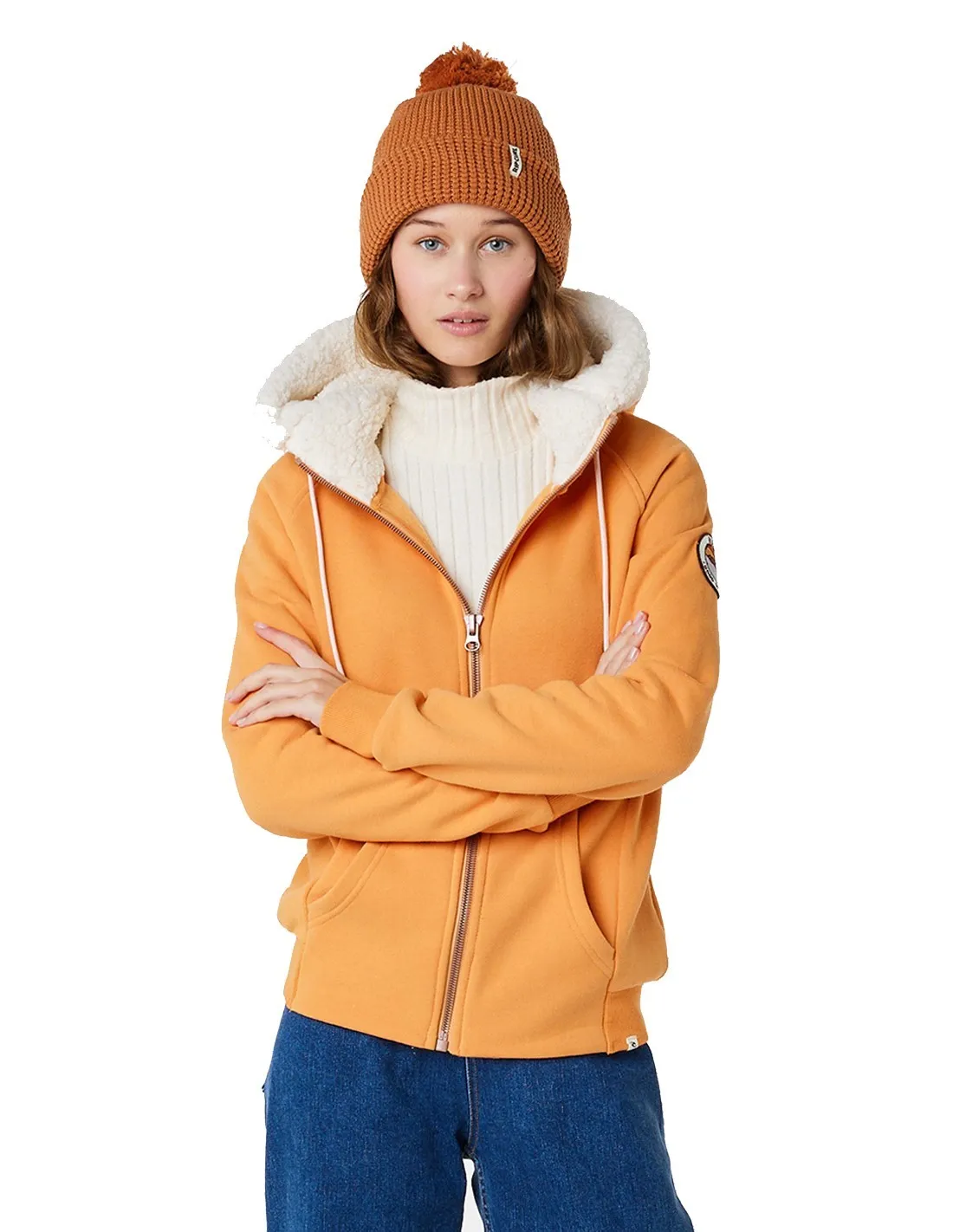 RIP CURL VELOUCHI  NARANJA  SUDADERA CON CREMALLERA SHERPA