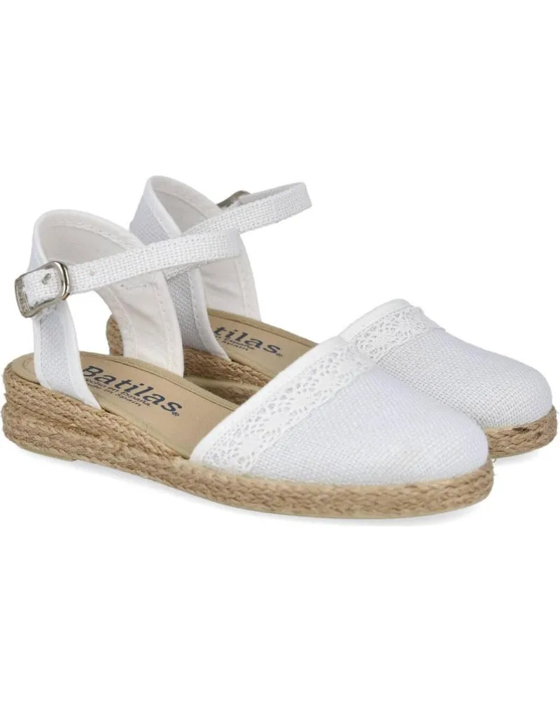 SANDALIAS BATILAS  DE NIñA 20303126 ALPARGATAS DE ESPARTO PARA NINA  BLANCO