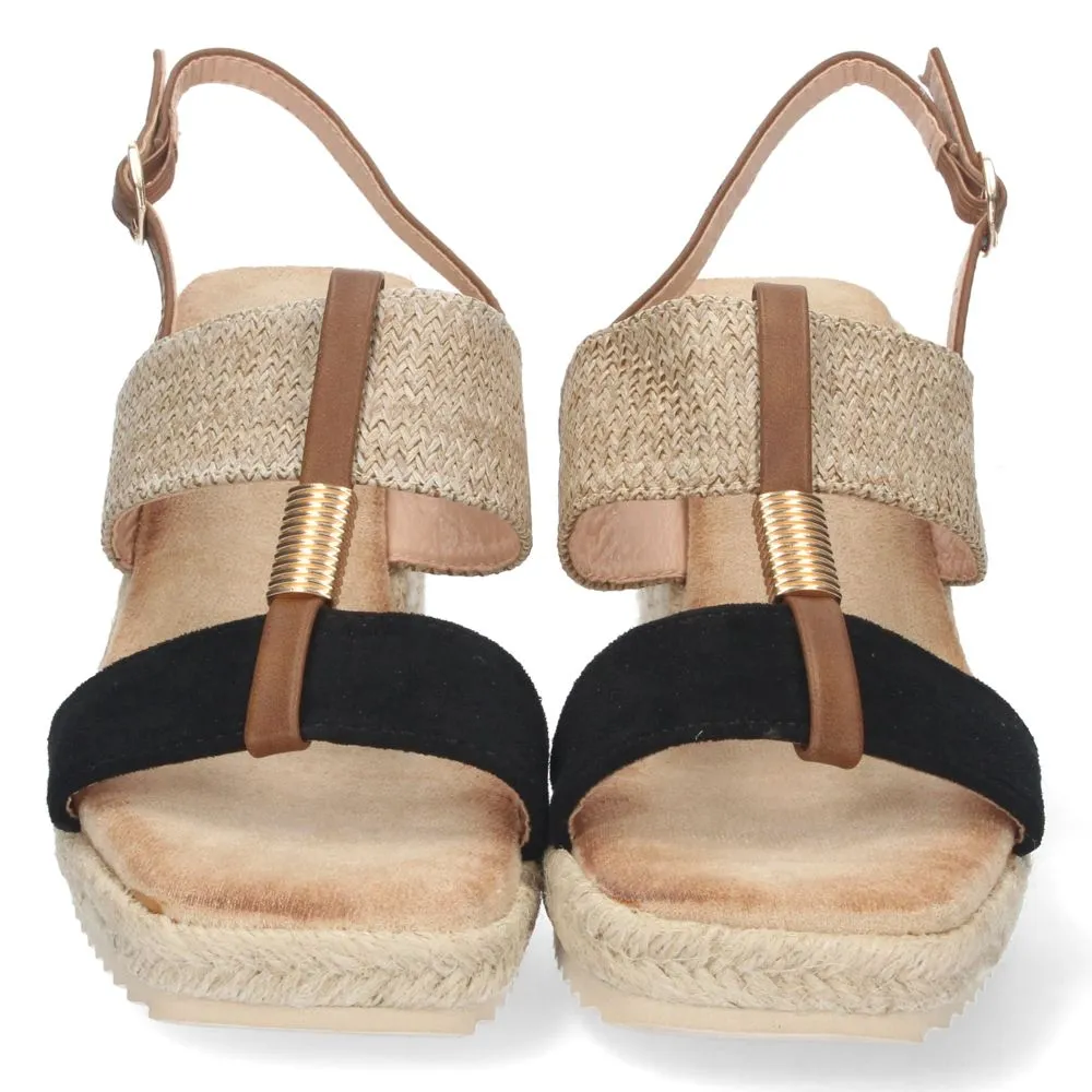 SANDALIAS CON CUñA DE MUJER, ALPARGATAS CON CUñA, DESCUBRE LOS CUPONES DE LET'S SECRETS1CF1583NEGR