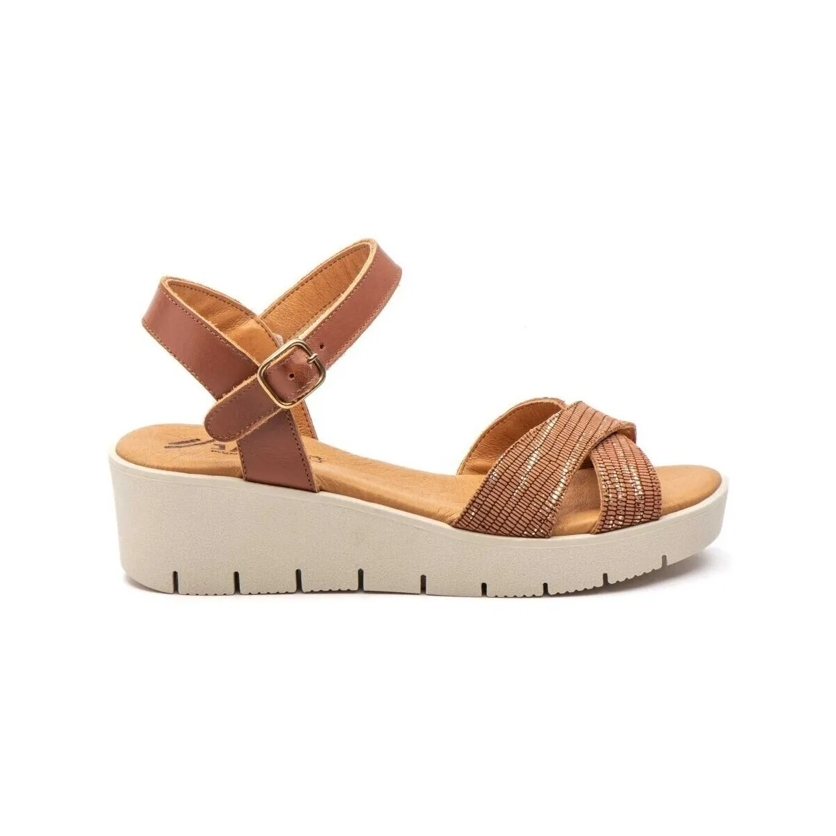 Sandalias de piel marrón con cuña by CBP