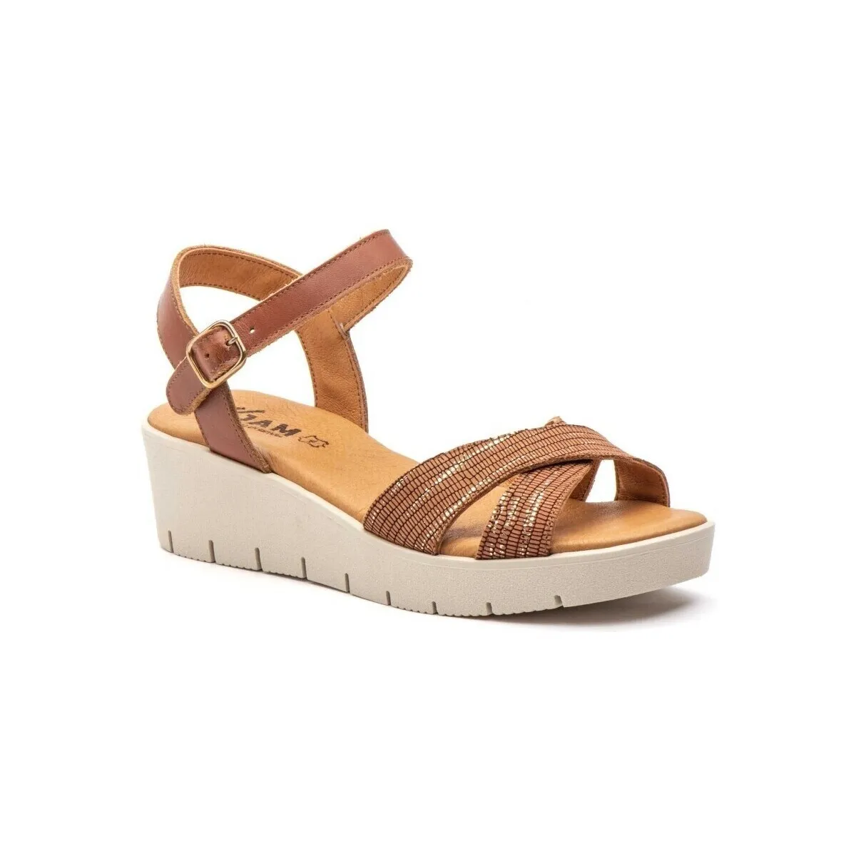 Sandalias de piel marrón con cuña by CBP