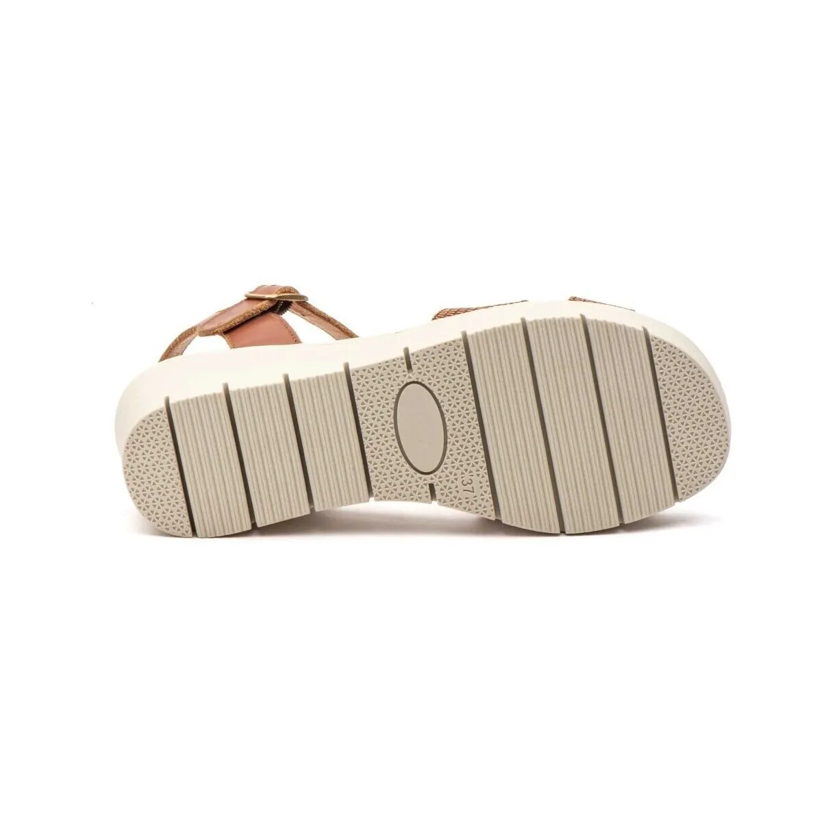 Sandalias de piel marrón con cuña by CBP