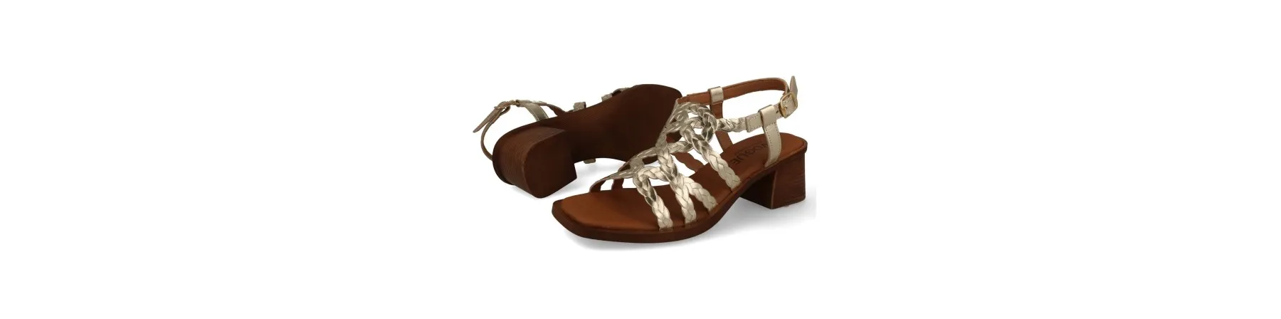 SANDALIAS DORADAS TACON MUJER COMODAS MOD. EOWIN DO