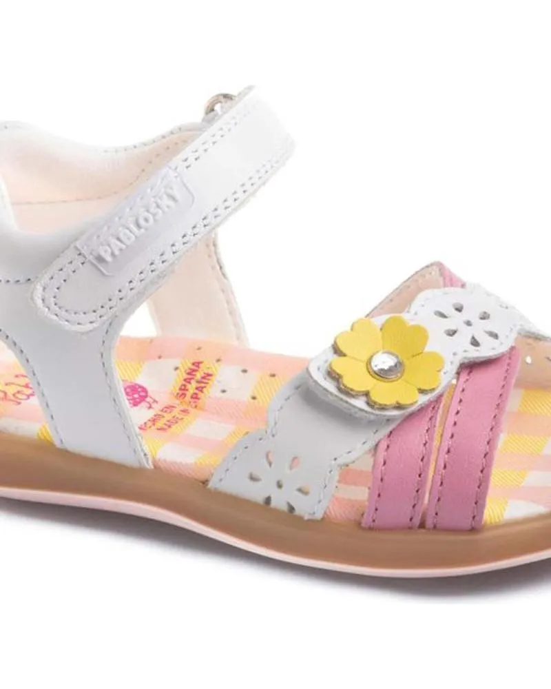 SANDALIAS PABLOSKY  DE NIñA  SANDALIA FLOR AMARILLA  OLIMPO BLANCO