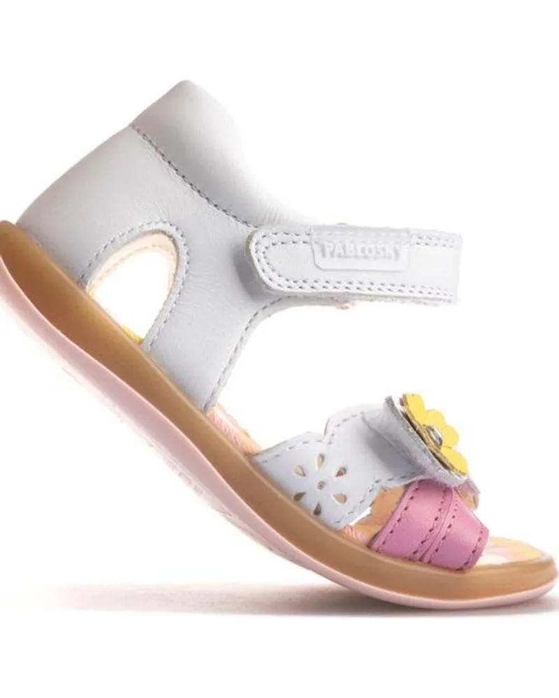 SANDALIAS PABLOSKY  DE NIñA  SANDALIA FLOR AMARILLA  OLIMPO BLANCO