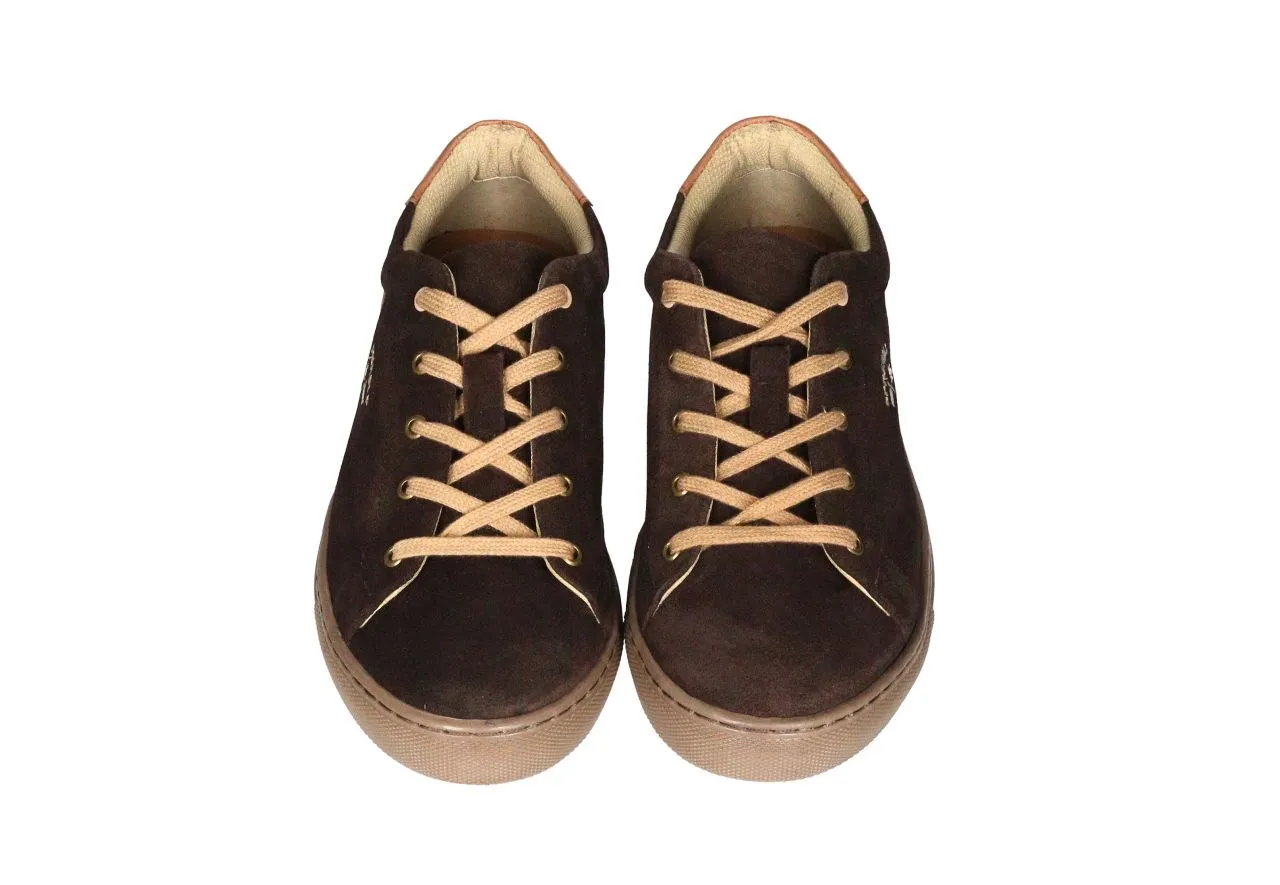 Sneaker Nobuck Marron Talon Piel Cuero Cordones Camel