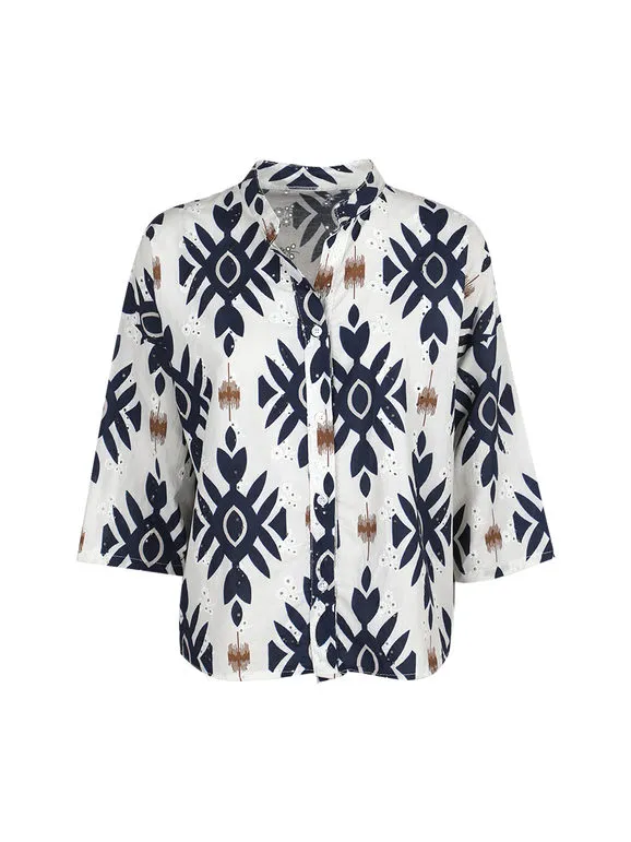 Solada Camisa oversize de mujer de algodón con estampados