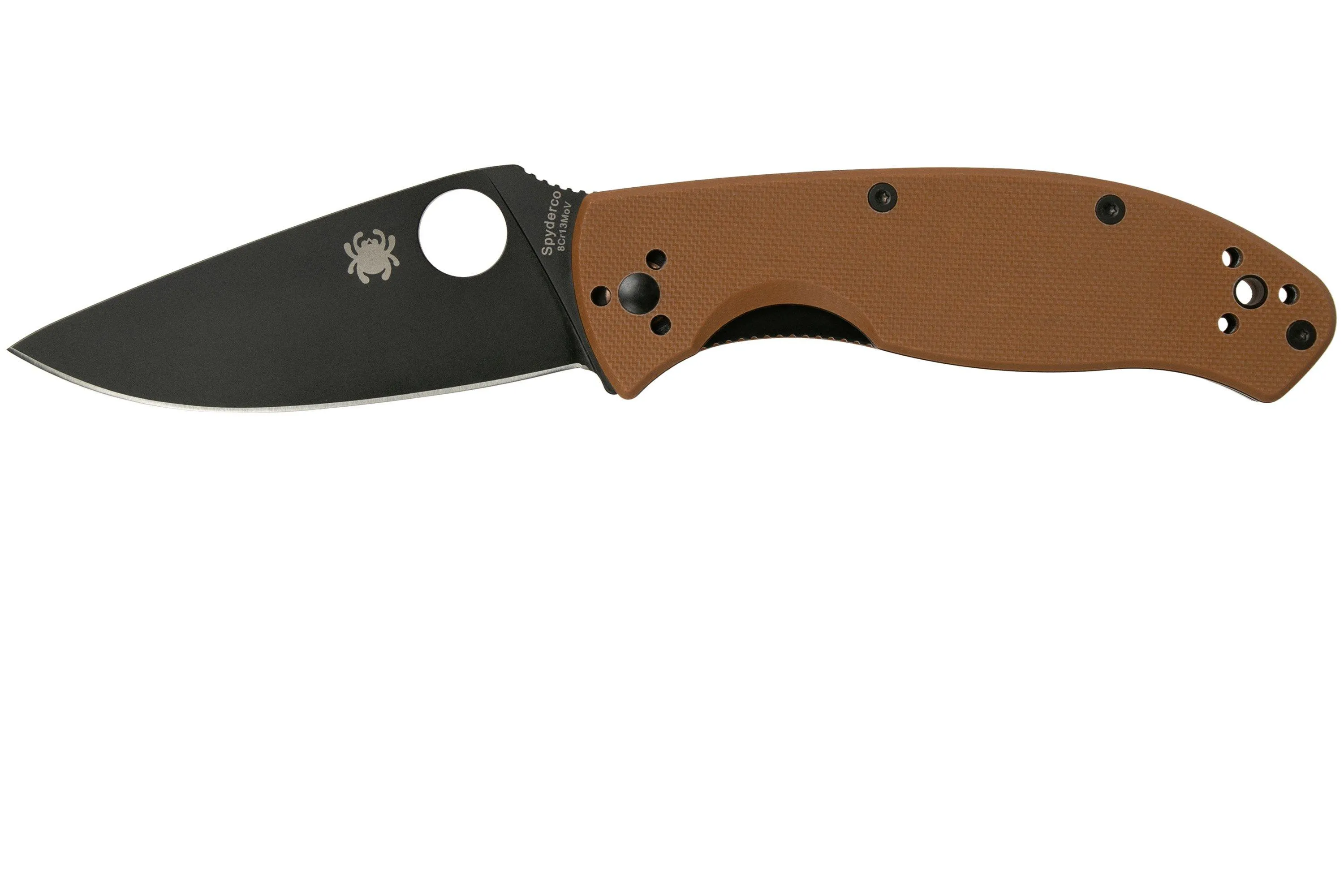 Spyderco Tenacious C122GPBBN Brown Black navaja, plain Edge