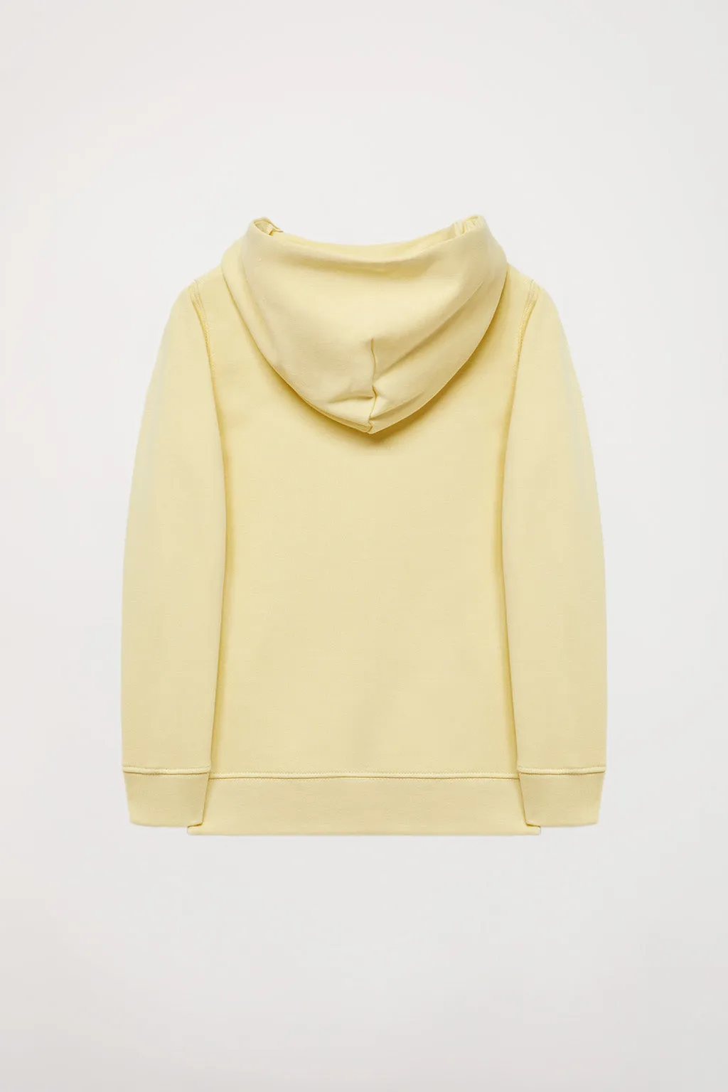 Sudadera orgánica de capucha y bolsillos amarilla Neutrals kids con logo